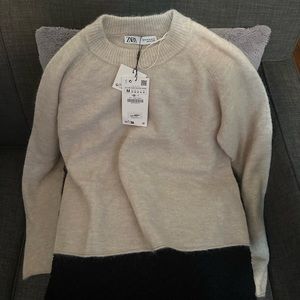 Zara ALPACA AND WOOL BLEND KNIT SWEATER